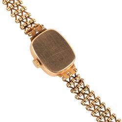 Rotary 9ct gold ladies quartz wristwatch, on 9ct gold bracelet, both hallmarked