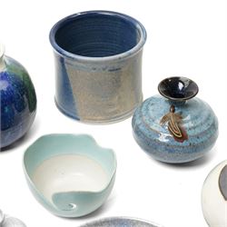Collection of studio pottery, in blue glazes, artists to include David Morris and Alison Sandeman, many unmarked (10)
