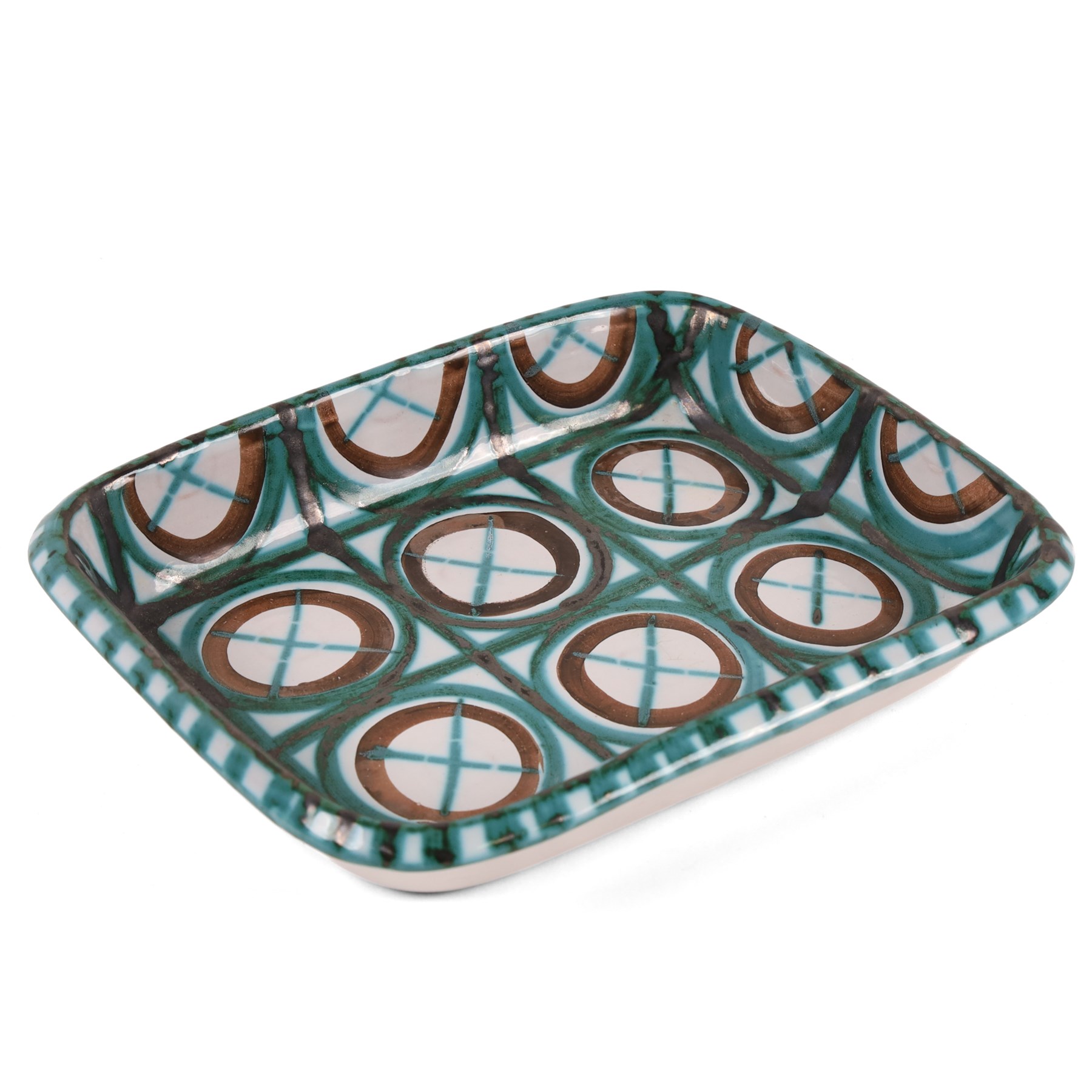 Robert Picault rectangular dish, Vert et Brun decoration, L24cm, D18cm