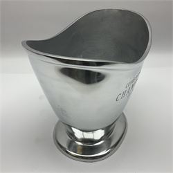 Polished aluminium Champagne bucket inscribed 'Cuvee de Prestige Champagne du Louvois', H24cm