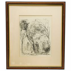 Pietro Annigoni OMRI (Italian 1910-1988): Ghostly Figure and Tree Studies, set four monochrome lithographs some signed in the plate 30cm x 24cm (4)