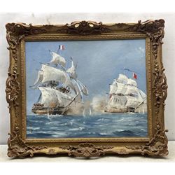 Colin Verity (British 1924-2011): French Naval Engagement, oil on board signed 44cm x 54cm