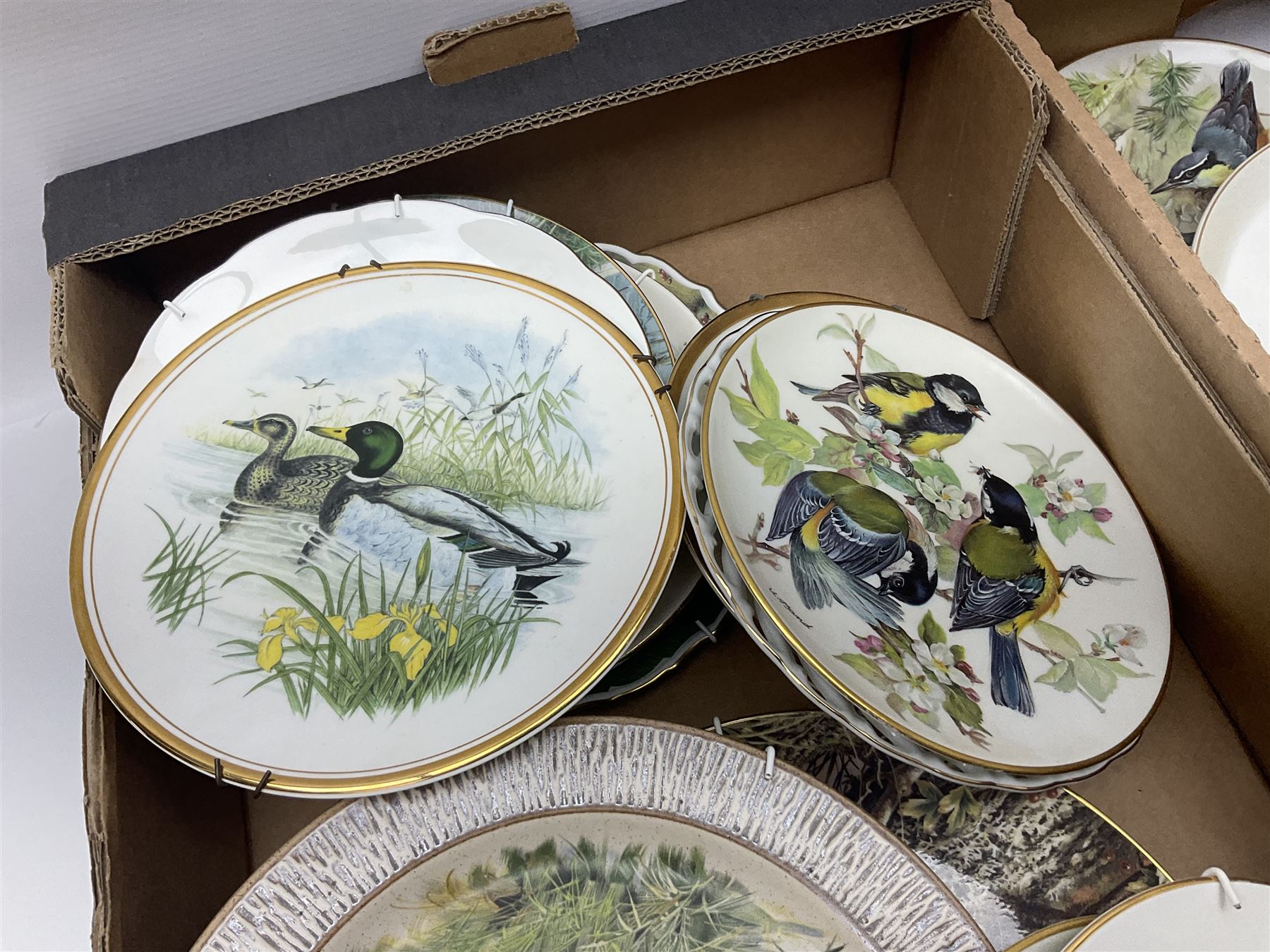 Melba ware shire horse and another similar shire, together with a collection of collectors plates, in four boxes