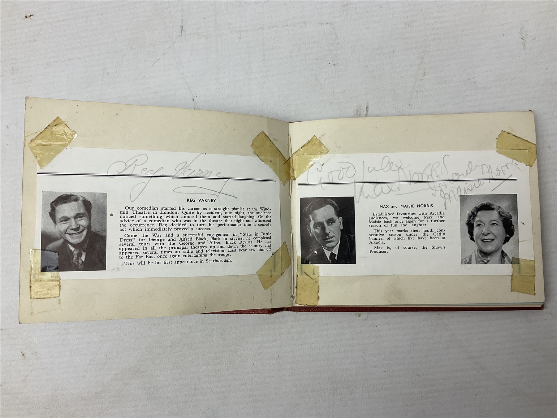 Mid 20th century autograph book, to include autographs from Beverley Sisters, Reg Varney, Ronnie Verrell, Betty Mitchell, etc, poems and verses etc