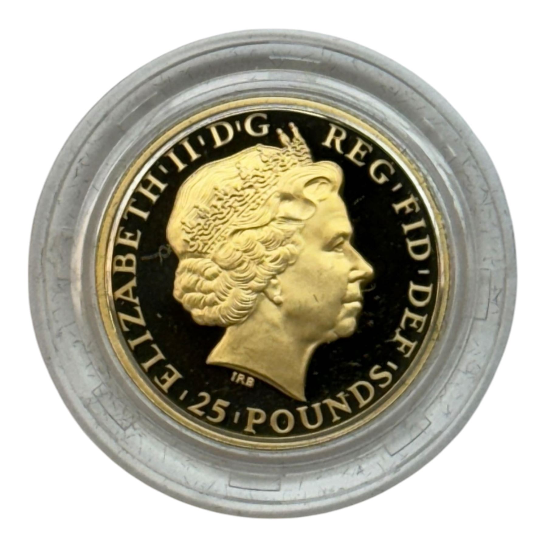 Queen Elizabeth II 2011 gold proof quarter ounce Britannia coin, cased with certificate