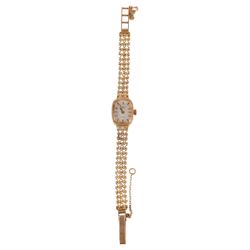 Rotary 9ct gold ladies quartz wristwatch, on 9ct gold bracelet, both hallmarked