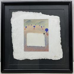 Mackenzie Thorpe (British 1956-): Sheep, pastel on handmade paper signed with monogram and dated '91, 19cm x 19cm 
Provenance: the vendor's father attended Thorpe's art school in Richmond and the two became firm friends; this painting was a gift from Thorpe to the former when he moved away from the area.