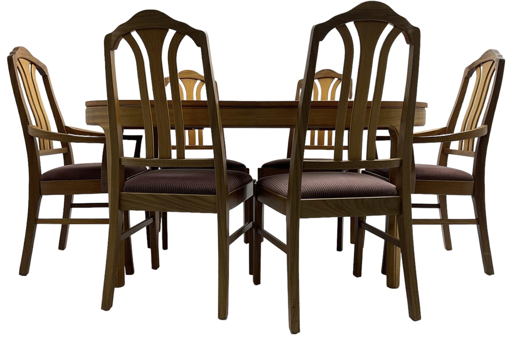 Nathan - teak oval extending dining table (99cm x 153cm - 205cm, H75cm ); and a set of six chairs
