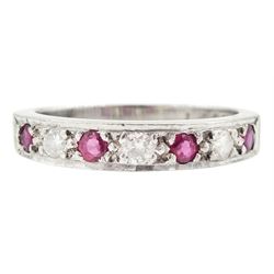 18ct white gold ruby and round brilliant