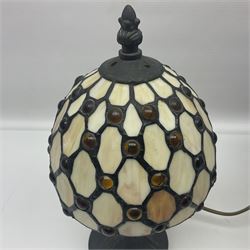 Three Tiffany style table lamps, tallest H41cm 