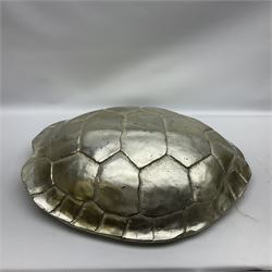 Composite wall hanging modelled as a silvered turtle shell, L75cm 