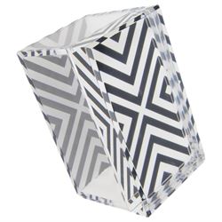 Four Jonathan Adler items, to include Op Art Lacquer box, in black and white geometric pattern, acrylic black Bel Air Scoop vase, Zebra Stacking dish and a white matte photograph frame, together with an Alexandra Von Frustenberg acrylic box with black and white geometric pattern