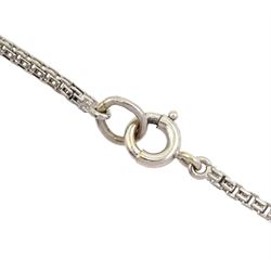 18ct white gold pearl and diamond pendant necklace, six graduating round brilliant cut diamonds set between two white cultured pearls, the largest two diamonds approx 0.55 carat each, total diamond weight approx 1.90 carat