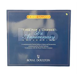 Hornby Railways '00' gauge - 'Time For A Change' 50th Anniversary Collection Limited Edition ceramic plate and locomotive set, No. R649, containing A4 4-6-2 locomotive 'Sir Ronald Matthews' No. 1, L.N.E.R blue livery and a Royal Doulton plate with an image of the same locomotive, limited edition No.171/3000; boxed with certificate in transport packaging.