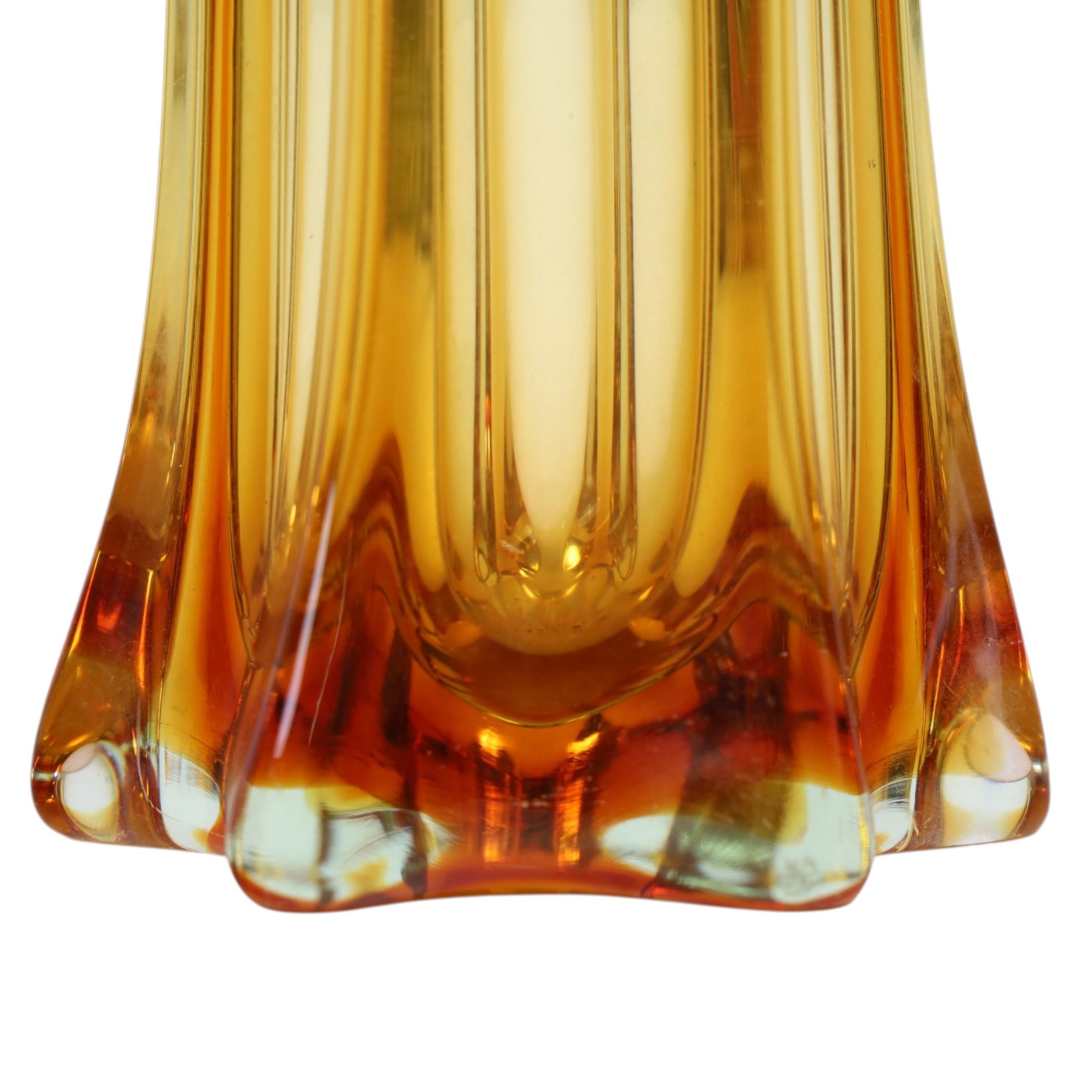 Zecchin vase, painted with reds, greens and yellows, together with a Murano vase with fluted rim, tallest H28cm