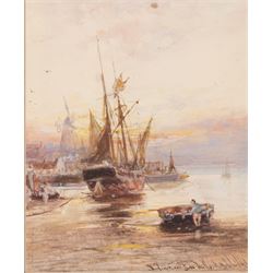 Robert Malcolm Lloyd (British 1859-1907): Harbour at Low Tide, watercolour signed and indistinctly titled, 16cm x 13cm 
