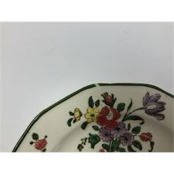 Royal Doulton part dinner service in Old Leeds Sprays pattern,  to include cheese dome, teapot and stand, egg cups etc, together with a selection of floral doilies.  