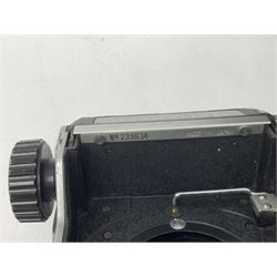 Mamiyaflex C3 TLR camera body, serial no. 2399634, with 'Mamiya Sekor 1:4.5 f=18cm' lens, serial no. 690864 and 736076