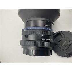 Seiko 'Mamiya Macro M 1:4.5 f=140mm M/L-A' lens serial no 003593 and Seiko 'Mamiya-Sekor Z f=110mm 1:2.8W' lens, serial no 56560