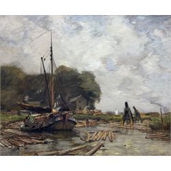 James Campbell Noble RSA (Scottish 1846-1913): 'Sawmill on the Nord Dyke', oil on canvas signed, original title label verso 50cm x 60cm