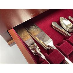 Silver plated Harrison Fisher & Co canteen of cutlery, stamped HF & Co, with similar cutlery