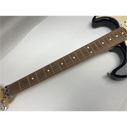 Mexican Fender Stratocaster electric guitar in black c2003 with Floyd Rose tremolo system, serial no.MZ3129600; L98cm; in Freestyle fitted case with 2006 Diamond Anniversary booklet