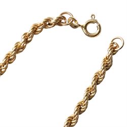 Pair of gold paste set stud earrings and and rope twist bracelet, both hallmarked 9ct