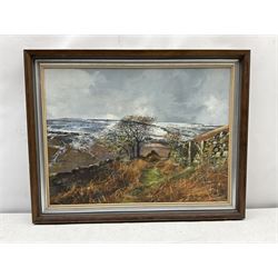 Tom Harland (Yorkshire 1945-2012): 'Dale Head - Farndale', oil on board signed, inscribed verso 44cm x 59cm