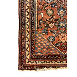 Small Persian rug or mat, decorated with Herati motifs within pattern borders 
