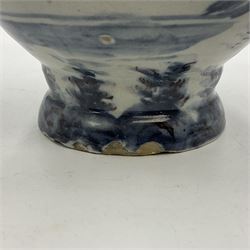 Tin glazed earthenware wet drug jug, decorated with cherubs in a landscape, H90cm 