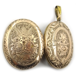  Victorian locket with bright cut decoration on gold-plated necklace  