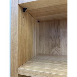 Light oak open bookcase, fitted with five shelves