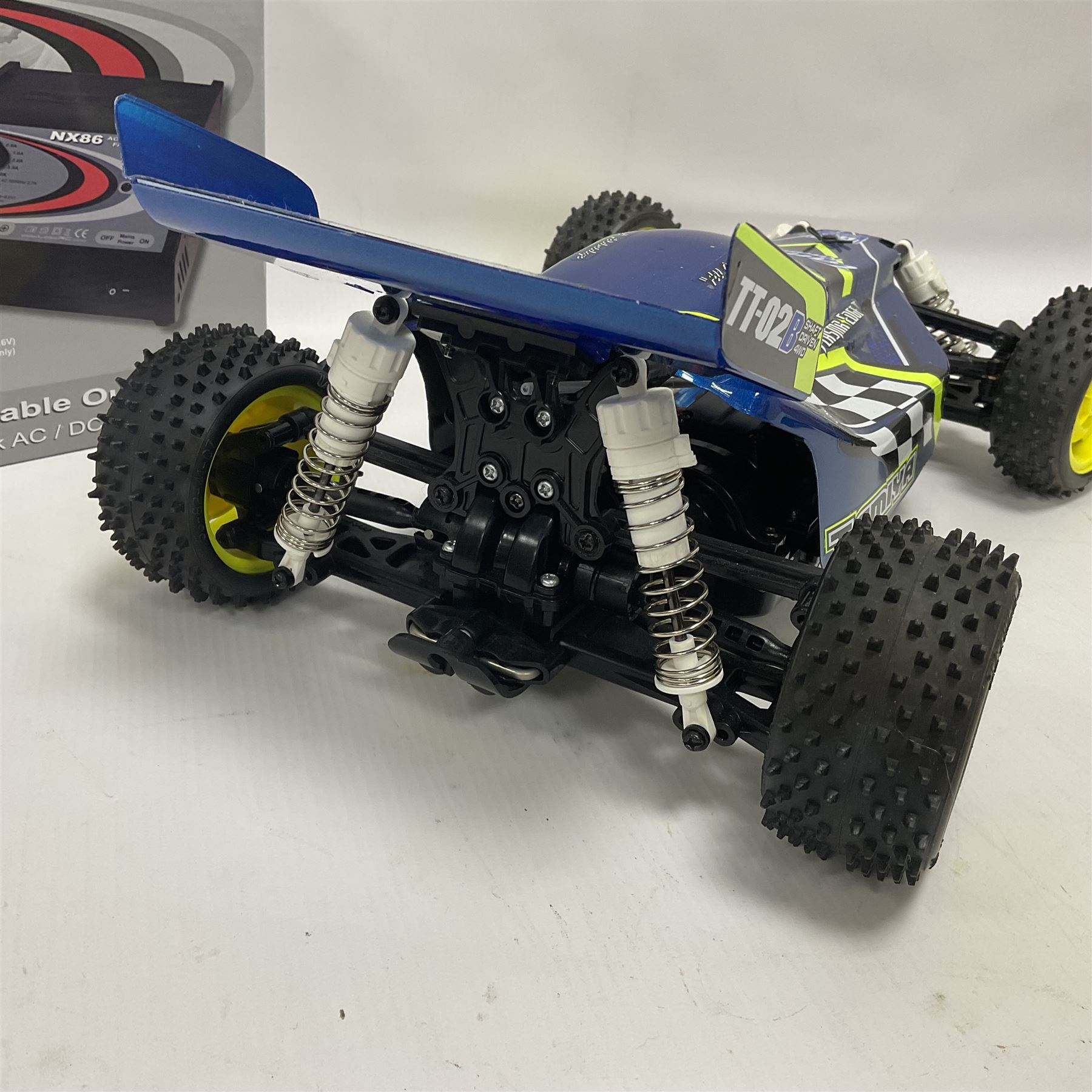 Tamiya - Plasma Edge II radio controlled car together with boxed NX86 Delta Peak AC/DC fast charger and Carson Reflex Stick Pro 3.1 Elektro Set