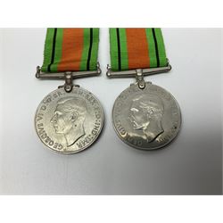 Eleven WW2 medals comprising three 1939-1945 war medals, two Defence medals, three 1939-1945 Stars, Atlantic Star, Africa Star and Italy Star; miniature QEII Naval LS & GC medal; all with ribbons; and WW2 postumous medal slip to Flight Sergeant L.N. Clark