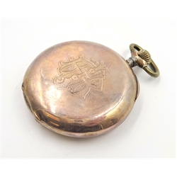  Swiss 9ct rose gold chronometer half hunter pocket watch, engraved Ancre ligne droite 16 rubis Balancier Chronometre, spiral breguet chaton no11014, stamped 9K  