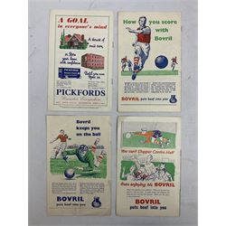 Four F.A. Cup Final programmes at Wembley - 1953 Blackpool v Bolton Wanderers played on May 2nd with Stanley Matthews scoring a match winning hat-trick; 1956 Birmingham City v Manchester City on May 5th in which Bert Trautmann carried on playing with a broken neck; 1957 Aston Villa v Manchester United on May 4th; and 1958 Bolton Wanderers v Manchester United on May 3rd with a post-Munich weakened United team (4)