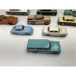 Dinky - thirteen unboxed and playworn/repainted early die-cast cars including Ford Capri No.143, two Studebaker No.172, Humber Hawk No.165, two Nash Rambler No.173, Rolls-Royce Phantom V No.198, Porsche 356a No.162, Singer Gazelle No.168, VW1500 No.144 etc; and a Matchbox Dinky Delamaye 14S Chapron (14)