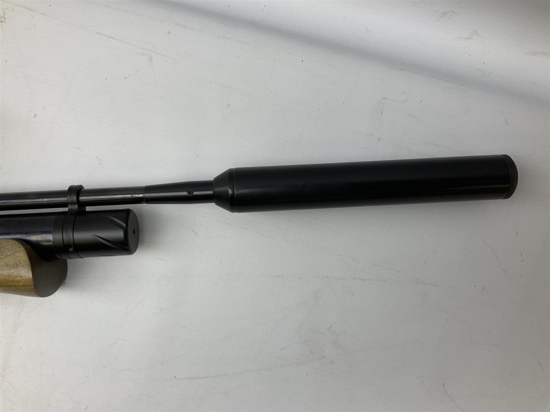 Air Arms S400F Carbine bolt-action .22 multishot air rifle, pump-up action, adjustable trigger, fitted with sound moderator and Nikko Stirling Mountmaster 3-9 x 50 telescopic sight, complete with stirrup type pump, pressure gauge etc, serial no.135456, L106cm; in gun sling