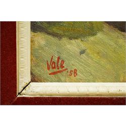 Brian Vale (British 1930-2008): Portrait of a Girl with a Green Jug, oil on canvas signed and dated '58, 45cm x 34cm