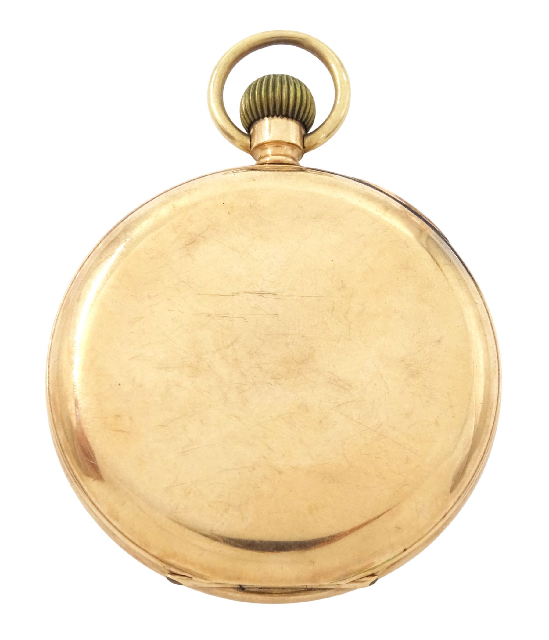 Early 20th century 9ct rose gold, open face lever pocket watch, the movement signed  The 