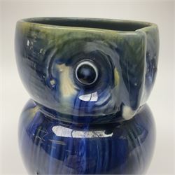 Bourne Denby Danesby Ware novelty owl jug, Electric Blue drip glazed, H15cm
