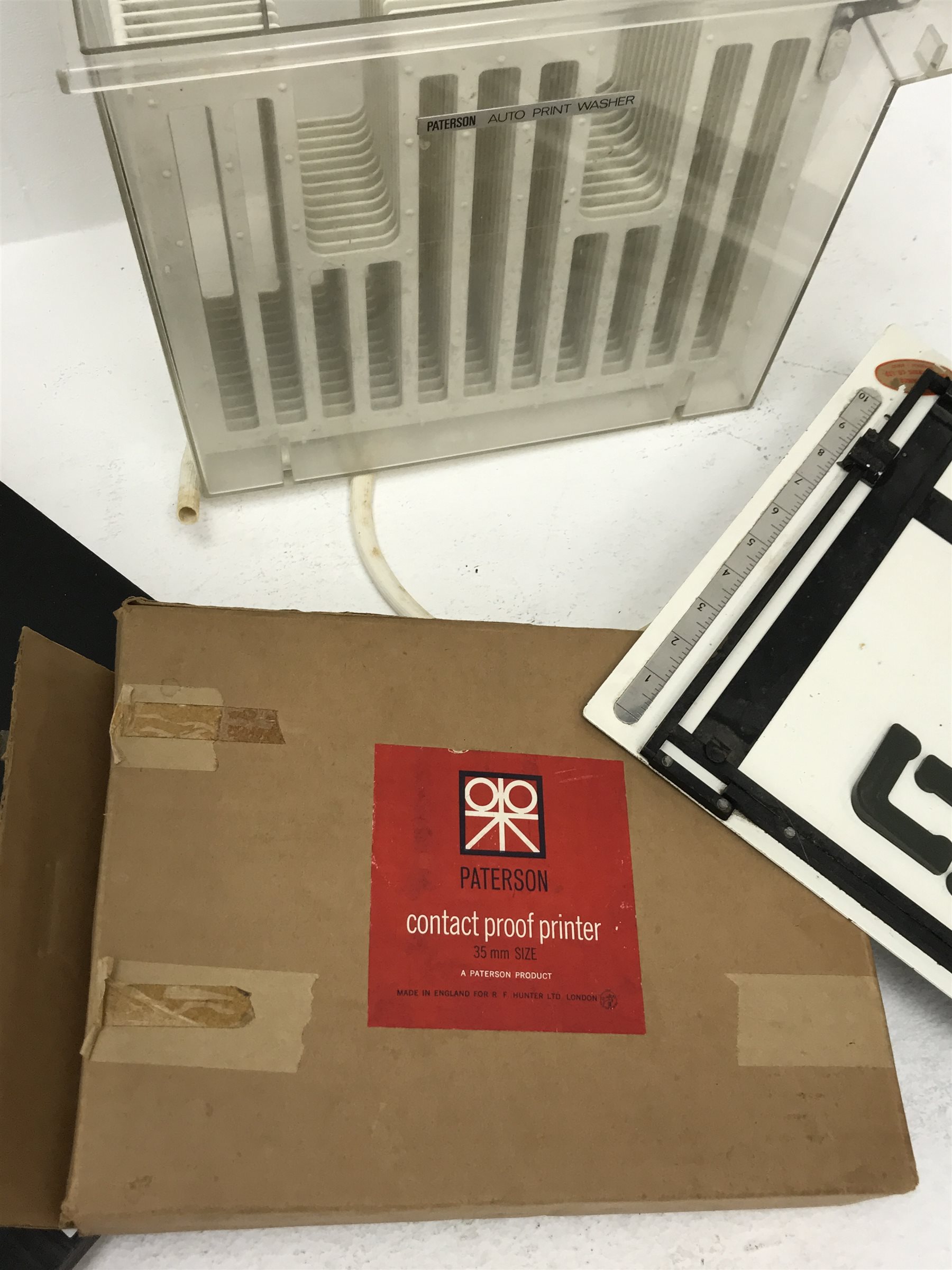 The Gamer enlarger, auto print washer, Paterson microfocus finder and Paterson contact proof printer 35mm