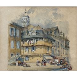 Mary Weatherill (British 1834-1913): Continental Market Place, watercolour heightened in white dated in pencil April 19th 1897 and attributed by her brother Richard 19cm x 23cm