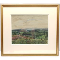 Frank Runacres (British 1904-1974): 'View over Hills', watercolour signed 27cm x 34cm