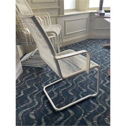 Eight white wicker garden armchairs- LOT SUBJECT TO VAT ON THE HAMMER PRICE - To be collected by appointment from The Ambassador Hotel, 36-38 Esplanade, Scarborough YO11 2AY. ALL GOODS MUST BE REMOVED BY WEDNESDAY 15TH JUNE.