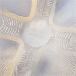 Lalique 'Coquilles' pattern opalescent glass bowl with moulded shells marked R Lalique France D21cm