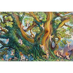 Bruce Kendall (British Contemporary): 'A Midsummer Night's Dream', oil on board signed, titled verso 44cm x 65cm