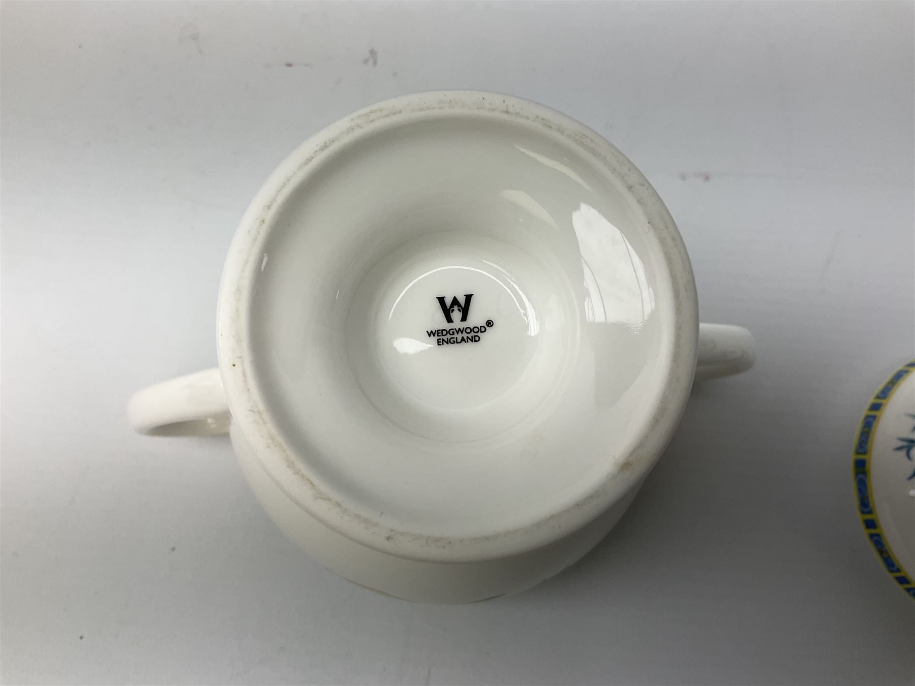 Wedgwood Midnight pattern tea and dinner wares, comprising seven cups and saucers, large jug, eight soup bowls, two large bowls, together with wedgwood citrons coffee wares