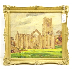  Owen Bowen (Staithes Group 1873-1967): Fountains Abbey Yorkshire, oil on canvas signed 39cm x 44cm  DDS - Artist's resale rights may apply to this lot  