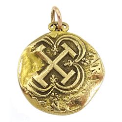 9ct gold Spanish Escudo style pendant, London 1967, approx 6.9gm